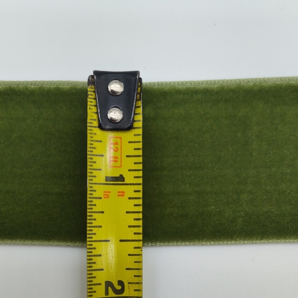 Vintage German Velvet Ribbon Reseda Green 1.5” Satin Back Two (2) Yards - Picture 3 of 5